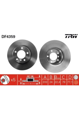 TRW DF4359 | Fren Diski Ön BMW 5 E60 E61 04-Havalı 310mm