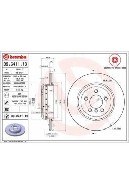 BREMBO 09.C411.13 | Fren Diski Arka BMW F10-F11 520 / 525 / 530 / D | 2 Adet