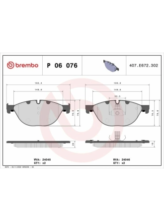 BREMBO P06076 | Fren Balatası F-01 / 02 / 10 Ön