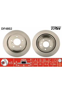 TRW DF4802 | Disk Arka 05-13 1-Seri (E81-E87) 3-Seri (E91) X1-X3 | 1 Adet
