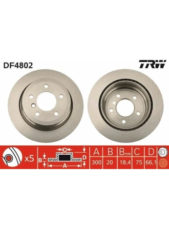 TRW DF4802 | Disk Arka 05-13 1-Seri (E81-E87) 3-Seri (E91) X1-X3 | 1 Adet