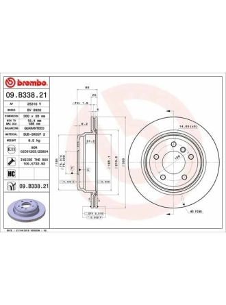 BREMBO 09.B338.21 | Fren Diski Arka Kaplamalı BMW E87-E90 320-325-328 2004-2011 | 2 Adet