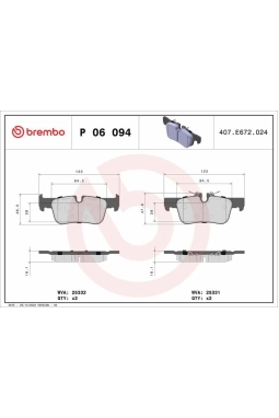 BREMBO P06094 | Fren Balatası Arka (BMW F40-F45-F46-F48 Arka Mini F54-F60)