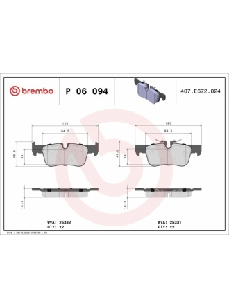 BREMBO P06094 | Fren Balatası Arka (BMW F40-F45-F46-F48 Arka Mini F54-F60)