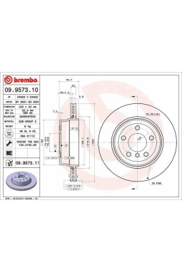 BREMBO 09.9573.11 | Fren Diski Arka Kaplamalı BMW X3 E83 2.0-2.5-3.0 / D 2004-2010 | 2 Adet