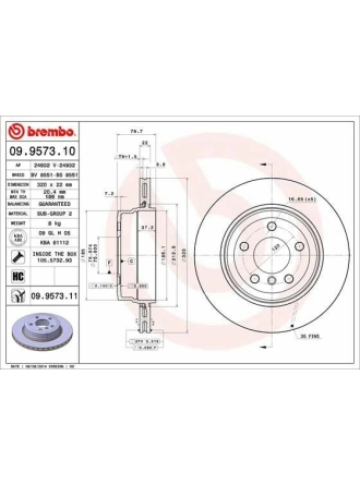 BREMBO 09.9573.11 | Fren Diski Arka Kaplamalı BMW X3 E83 2.0-2.5-3.0 / D 2004-2010 | 2 Adet