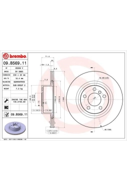 BREMBO 09.B569.11 | Fren Diski F-25 / 26 Arka Tek | 2 Adet