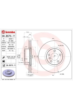 BREMBO 09.B570.11 | Fren Diski F-25 / 26 Ön Tek