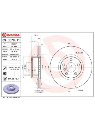 BREMBO 09.B570.11 | Fren Diski F-25 / 26 Ön Tek