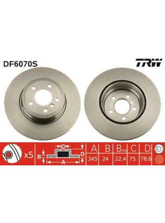 TRW DF6070S | Fren Disk Arka (Ad) 07-X5 (E70-F15-F85) X6 (E71-E72-F16-F86) (Kutu Fıyat Tek) | 2 Adet