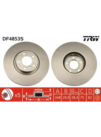 TRW DF4853S | Fren Diski Ön (348mm) BMW X5 E70 X6 E71