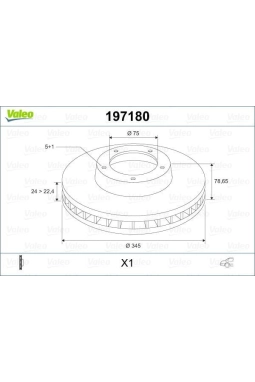 VALEO 197180 | Disk BMW X5 (2007 -) 3.0Sd, 4.8Sı V8 X6 (2008 -) 3.0D, 3.0Ifren Bınek (Ithal) | 1 Adet