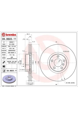 BREMBO 09.9922.11 | Fren Diski E-70 / 71 Ön Tek