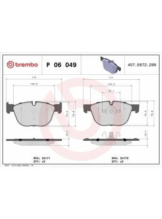 BREMBO P06049 | Fren Balatası E-70 / 71 F-15 / 16 Ön