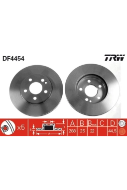 TRW DF4454 | Fren Diski Ön Mercedes W169 W245 04-11 A-Serisi (W169) 04-12E-Cell (169.090) A 200 CDI (169.308, 169.008) A 200 CDI (169.008, 169.308) A 200 Turbo (169.034, 169.334) B-Serisi Sports Tourer (W245) 05-11B 180 CDI (245.207) B 200 CDI (245.2