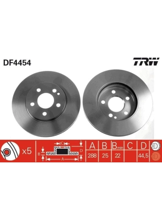 TRW DF4454 | Fren Diski Ön Mercedes W169 W245 04-11 A-Serisi (W169) 04-12E-Cell (169.090) A 200 CDI (169.308, 169.008) A 200 CDI (169.008, 169.308) A 200 Turbo (169.034, 169.334) B-Serisi Sports Tourer (W245) 05-11B 180 CDI (245.207) B 200 CDI (245.2