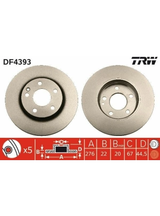 TRW DF4393 | Disk On 05-13 A-Seri (W169) B-Seri (W245) | 1 Adet