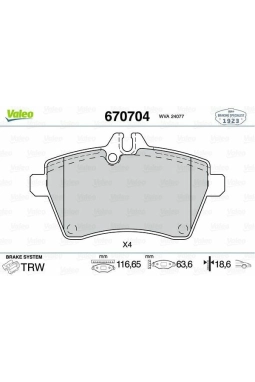VALEO 670704 | Fren Balata Ön 05-A.S-W169 B.S-W245 Dizel