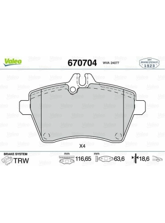 VALEO 670704 | Fren Balata Ön 05-A.S-W169 B.S-W245 Dizel