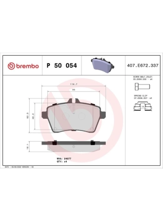 BREMBO P50054 | Fren Balatası Ön Mercedes W169-W245 / 150-160 / 180 / 170Cdi