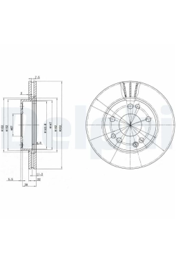 DELPHI BG2397 | Fren Diski 201-2.3 / 2.6 Ön Havalı Takım