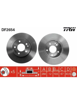 TRW DF2654 | Fren Diski Ön (Havalandırmasız) C-Class W202 93-00