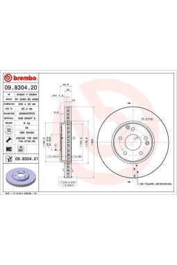 BREMBO 09.8304.21 | Fren Diski Ön Mercedes W210 Komp. W203 C 280 / 320 | 2 Adet