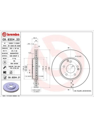 BREMBO 09.8304.21 | Fren Diski Ön Mercedes W210 Komp. W203 C 280 / 320 | 2 Adet
