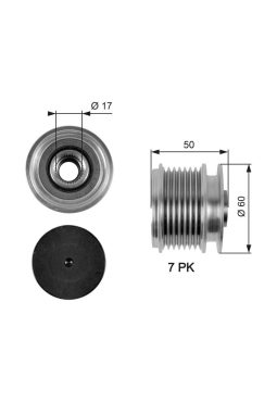 GATES OAP7058 | Alternatör Kasnağı 03-C-Seri (W203-W204) E-Seri (W212-S212)