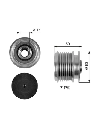 GATES OAP7058 | Alternatör Kasnağı 03-C-Seri (W203-W204) E-Seri (W212-S212)