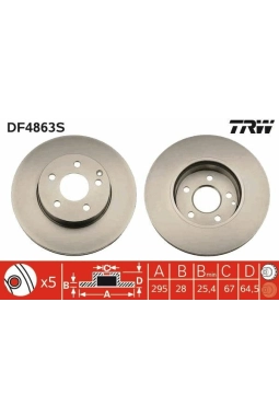 TRW DF4863S | Disk On (Ad) 07-C-Seri (W204) E-Seri (W212) Kaplamalı Spor Paketı Olmayan (Kutu Fıyat Tek) | 2 Adet