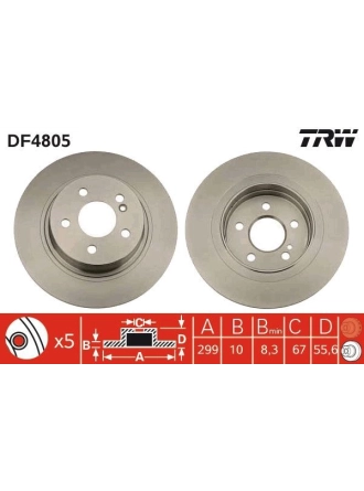 TRW DF4805 | Fren Diski Arka W204 08-14 S204 09-14 C204 11-C207 09-16 A207 10-16