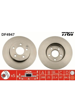 TRW DF4947 | Fren Diski (Mercedes W204 On C180-C200) Takım