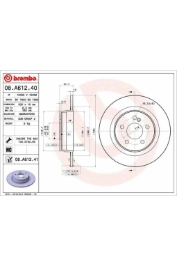 BREMBO 08.A612.41 | Fren Diski (Mercedes W204-W205 Arka) Kaplamalı | 2 Adet