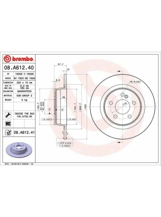 BREMBO 08.A612.41 | Fren Diski (Mercedes W204-W205 Arka) Kaplamalı | 2 Adet