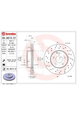 BREMBO 09.A613.51 | Fren Diski (Mercedes C Seri W204 On Sport) | 2 Adet