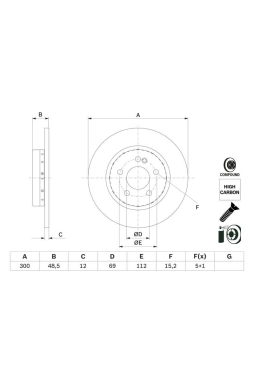 BOSCH 0986479H49 | Disk Arka (Ad) 15-C-Seri (W205-A205-C205-S205) Kaplamalı | 2 Adet