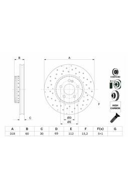 BOSCH 0986479H37 | Disk On (Ad) 14-C-Seri (W205-S205) Kaplamalı | 2 Adet