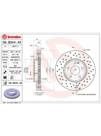 BREMBO 09.B344.4X | Fren Diski Ön (Mercedes A-Serisi (W176) 12-/ B-Serisi (W246) 11-/ Gla 200 13 -) Delikli | 2 Adet