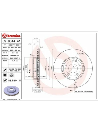 BREMBO 09.B344.41 | Fren Diski Ön (Mercedes A-Serisi (W176) 12-/ B-Serisi (W246) 11-/ Gla 200 13 -) Kaplamalı | 2 Adet