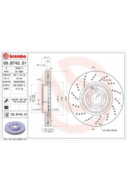 BREMBO 09.B742.51 | Fren Diski 218 Ön CLS | 2 Adet