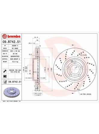 BREMBO 09.B742.51 | Fren Diski 218 Ön CLS | 2 Adet