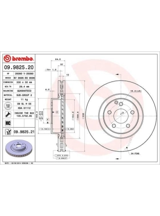 BREMBO 09.9825.21 | Fren Diski 211 / 204 / 219 Ön E 350 / 400 / 500 / Gla | 2 Adet