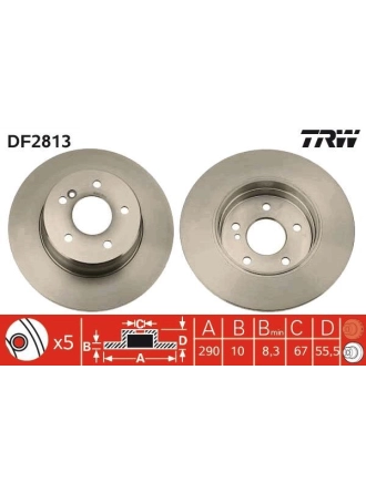 TRW DF2813 | Fren Diski Arka W203 02-07 Cl203 02-08 S203 02-07 C209 02-09 A209 03-10