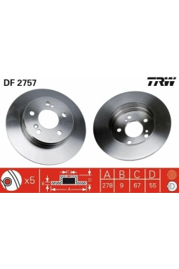 TRW DF2757 | Fren Diski Arka Mercedes W124 Düz 278mm