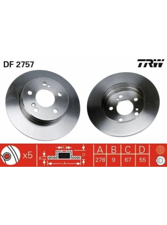 TRW DF2757 | Fren Diski Arka Mercedes W124 Düz 278mm