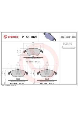 BREMBO P50069 | Fren Balatası (Mercedes W204-207-212-218 On Kulaklı)