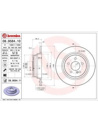 BREMBO 08.9584.11 | Fren Diski 211 / 212 / 218 Arka Tek | 2 Adet