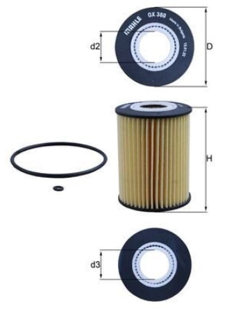 MAHLE OX380D | Yağ Filtresi 05-C-Seri (W203-W204) E-Seri (W211-W212) Vito-Sprinter