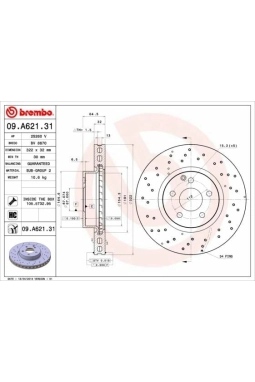 BREMBO 09.A621.31 | Fren Diski 204 / 212 / 207 Ön Amg | 2 Adet